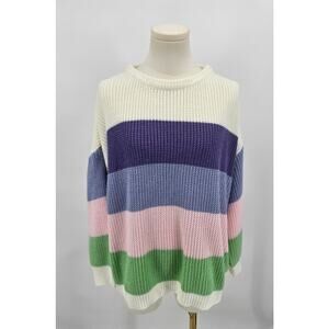 Vine & Love Pastel Block Stripe Knit Sweater – Size Medium